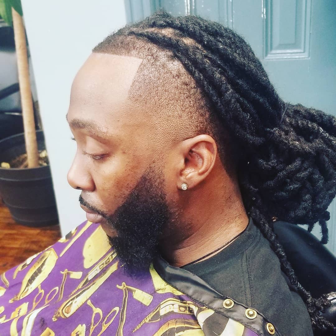 Fresh locs and beard lineup at Blades of Glory